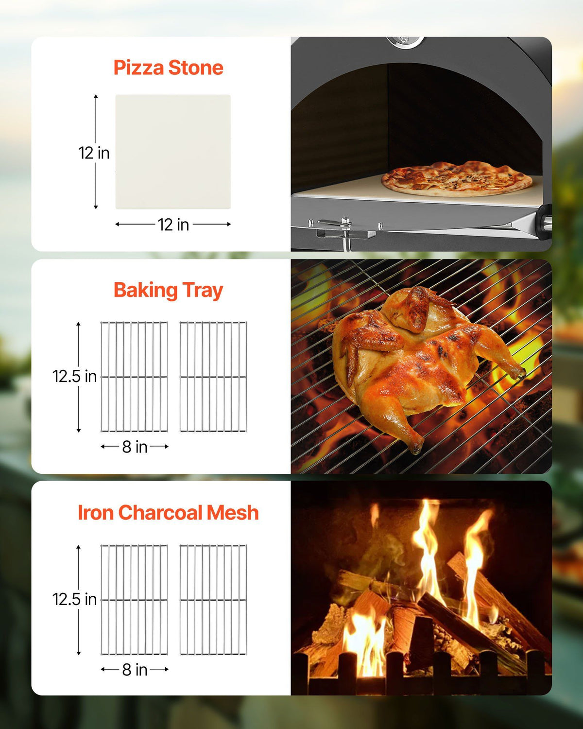 Outdoor Pizza Oven, 12" Pellet Fire Ovens, 2-Layer Pizza Oven Wood Fired - Flavour Fushion Cooking Shop
