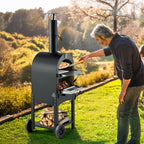 Outdoor Pizza Oven, 12" Pellet Fire Ovens, 2-Layer Pizza Oven Wood Fired