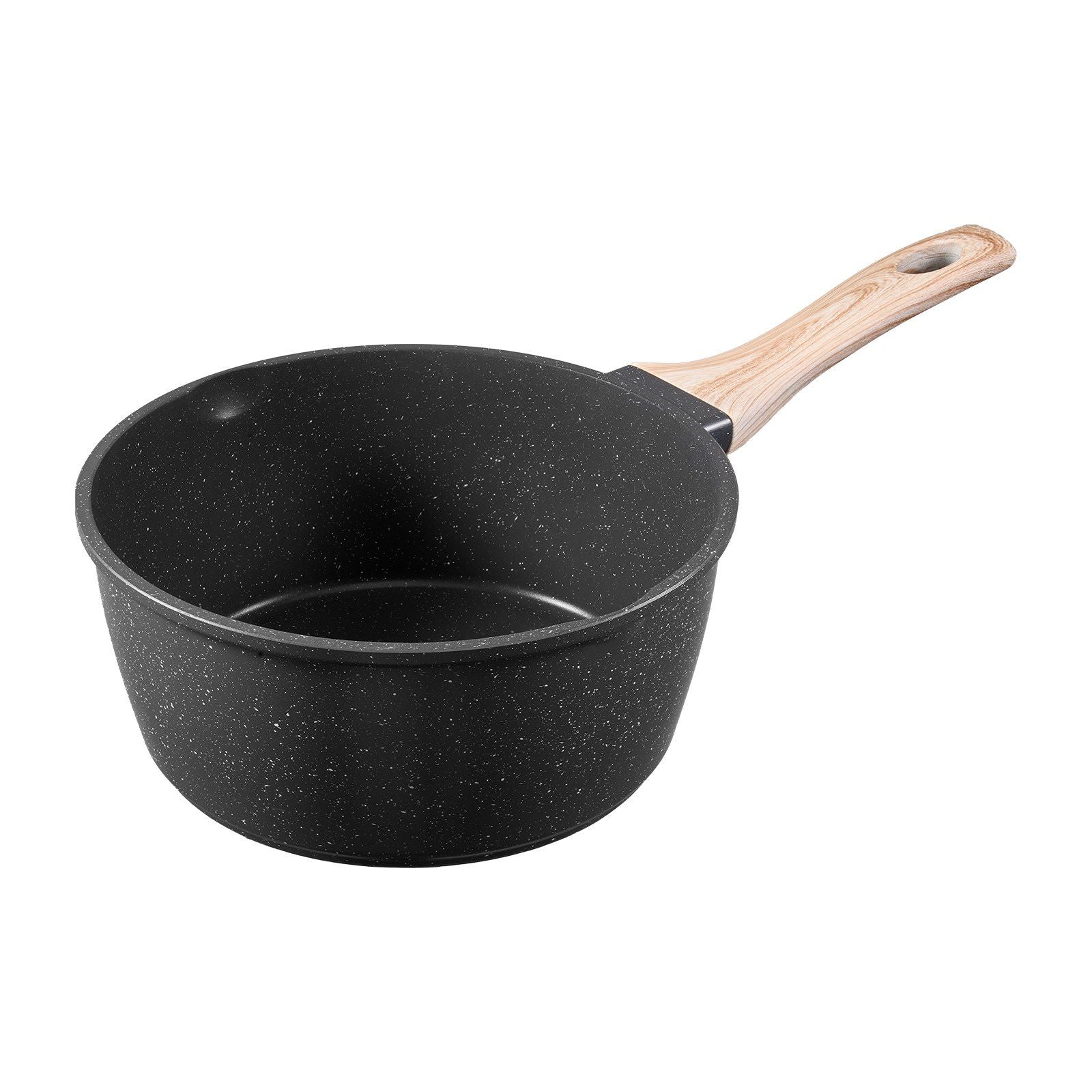 2.5 QT Saucepan, Nonstick Saucepan with Tempered Glass Lid, Multipurpose Cooking Sauce Pot with Detachable Handle, Sauce Pan Small Kitchen Cooking Pot with Coating, Induction Compatible, Black