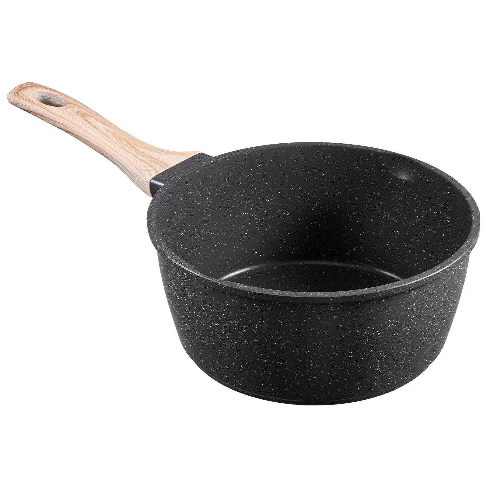 2.5 QT Saucepan, Nonstick Saucepan with Tempered Glass Lid, Multipurpose Cooking Sauce Pot with Detachable Handle, Sauce Pan Small Kitchen Cooking Pot with Coating, Induction Compatible, Black