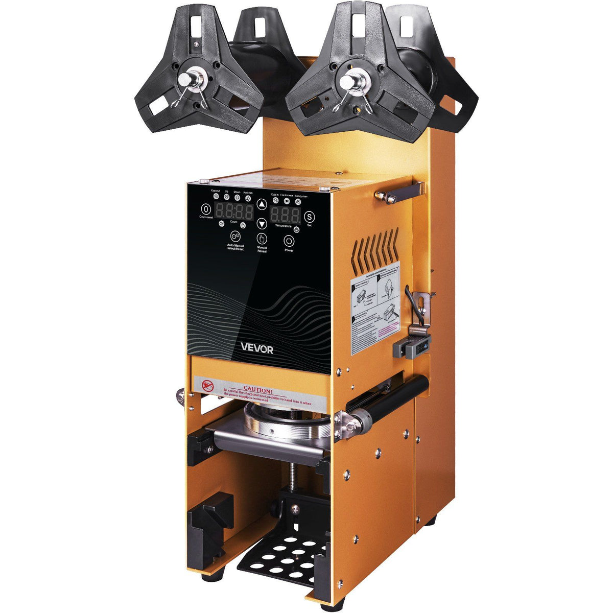 Fully Automatic Cup Sealing Machine, 500-650 Cups/H, Cup Sealer Machine for 180 mm Tall & 90/95 mm Cup, Electric Boba Tea Sealer with Digital Control LCD Panel for Bubble Milk Tea Coffee, Gold - Flavour Fushion Cooking Shop
