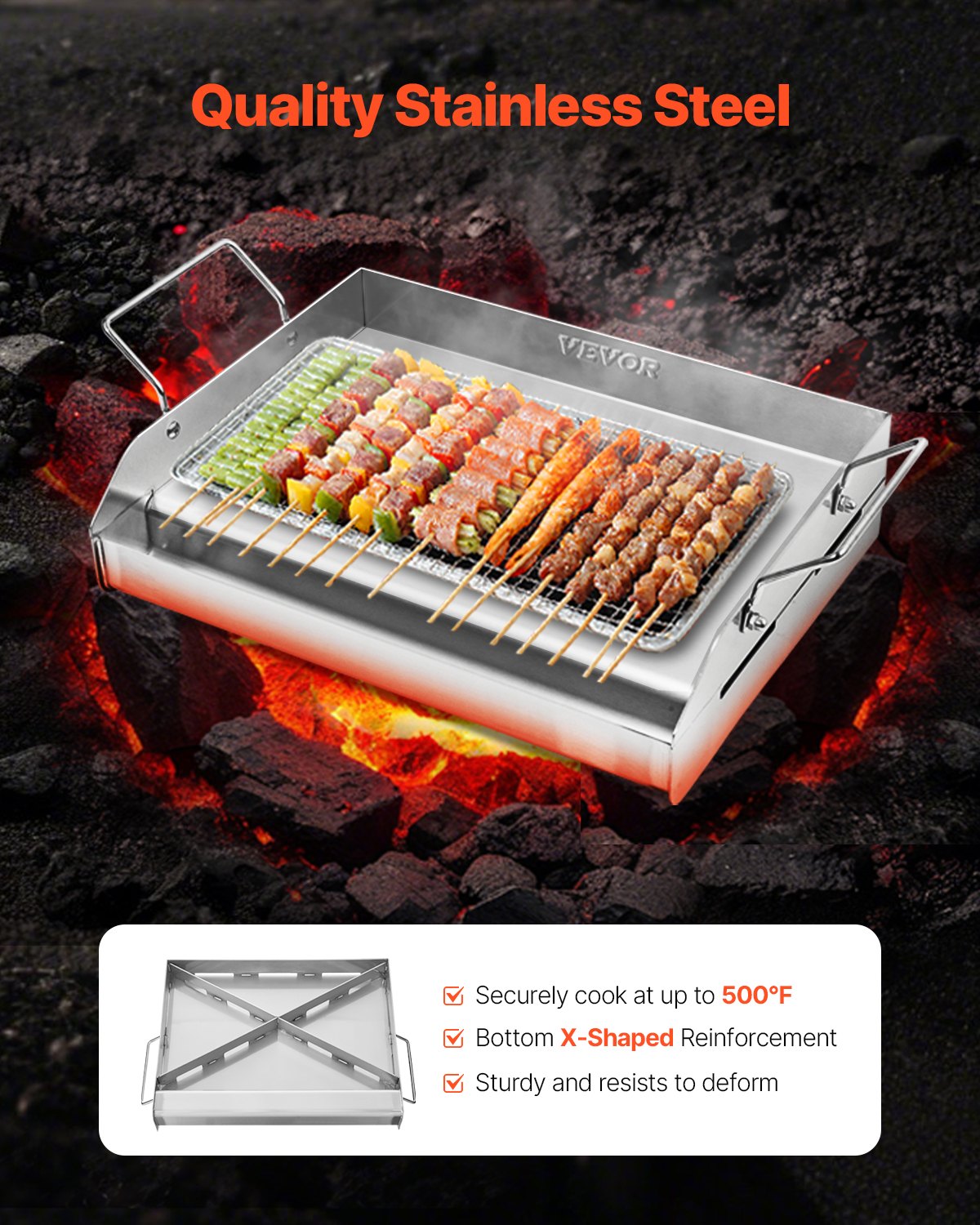 Stainless Steel Griddle, 17x13 inch Universal Flat Top Rectangular Plate, Gas Grill Griddle for BBQ Grill, Teppanyaki, Portable Family Cookware with Handle, for Camping Tailgating Party