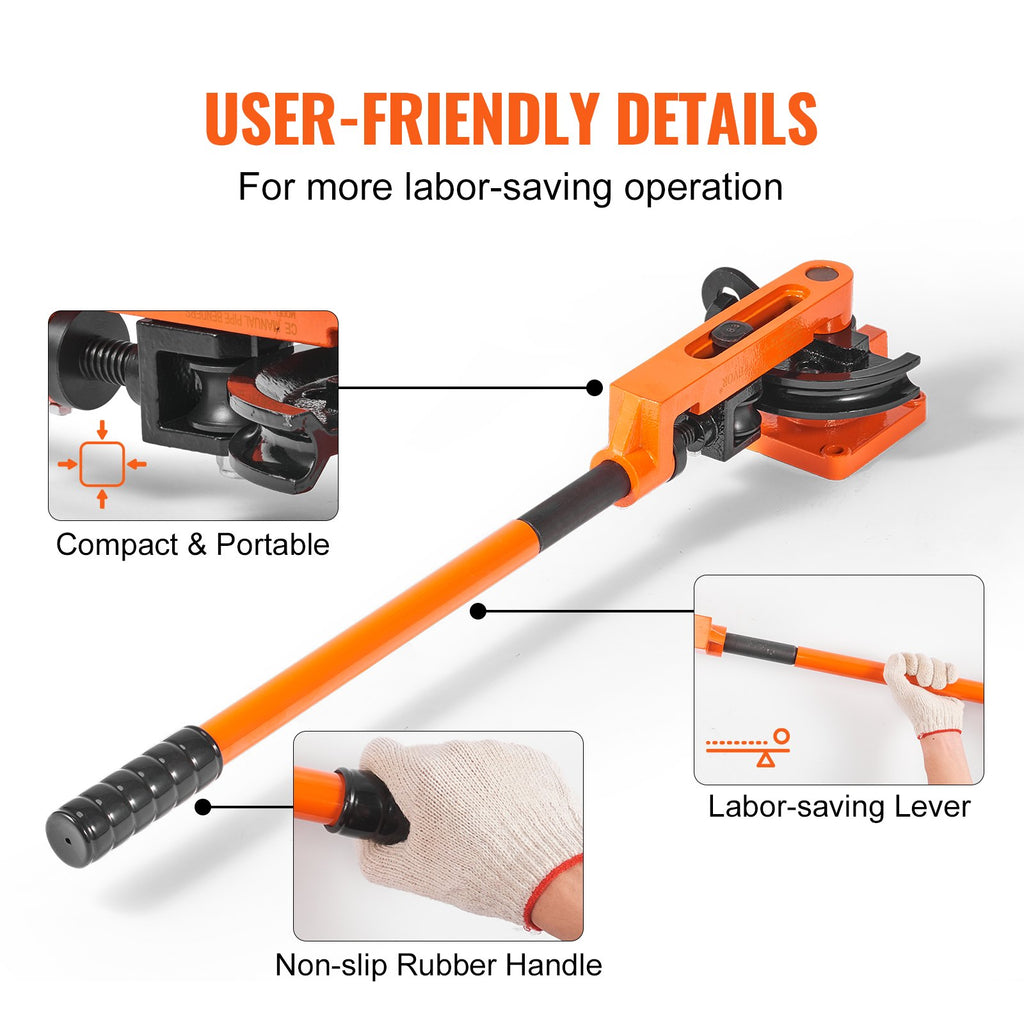 Pipe Tube Bender, 3/8" to 1" OD Manual Pipe Tube Bender with 7 Bending Dies, 180° Copper Aluminum Pipes Bending Tools for HVAC Air Conditioning Refrigerator Auto Repair