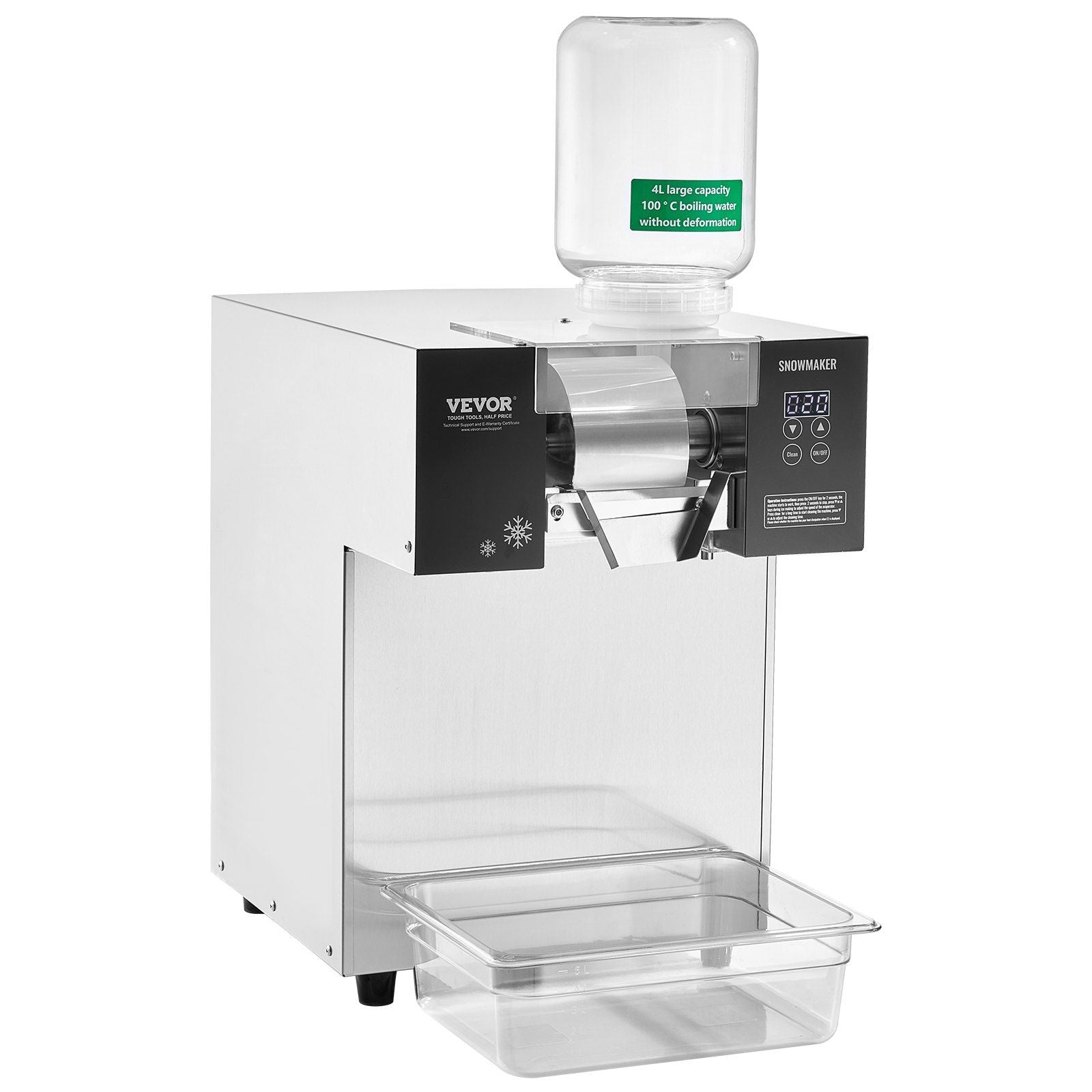 Commercial Snowflake Ice Machine, 385LBS/24H Snowflake Ice Maker, Stainless Steel Ice Shaver Machine, Electric Snow Cone Maker, Liquid Cooling System for Rapid Heat Dissipation, Ice Cream