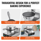 Electric Ice Cream Cone Maker, Commercial 1230W Waffle Cone Machine