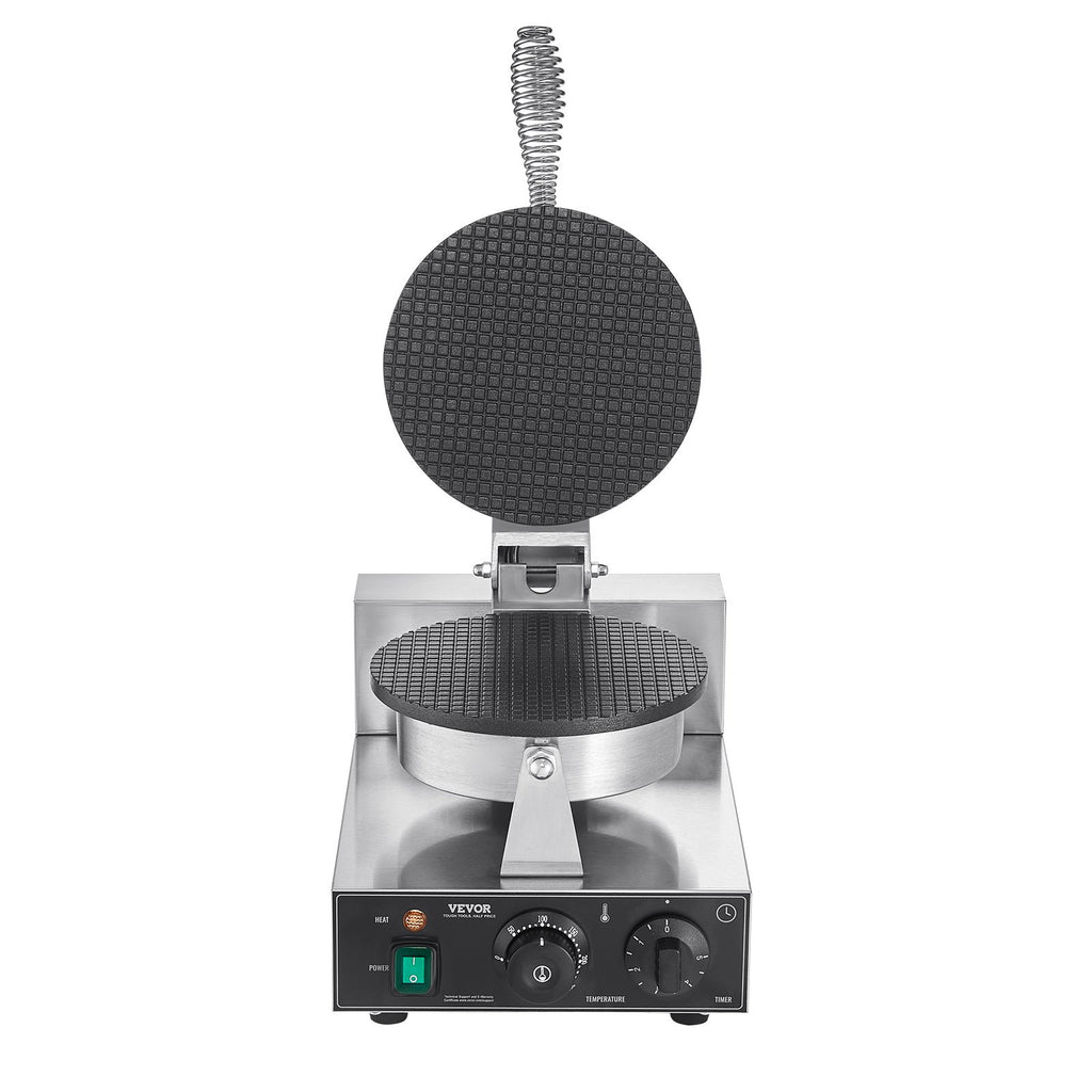 Electric Ice Cream Cone Maker, Commercial 1230W Waffle Cone Machine, Non-Stick Stainless Steel Egg Roll Mold, with Temperature and Time Control, Handle, for Restaurant Bakery Snack Bar Family