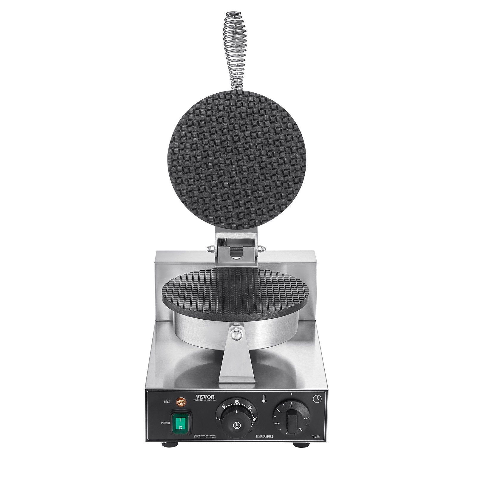 Electric Ice Cream Cone Maker, Commercial 1230W Waffle Cone Machine, Non-Stick Stainless Steel Egg Roll Mold, with Temperature and Time Control, Handle, for Restaurant Bakery Snack Bar Family