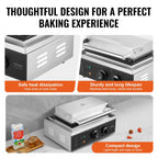 Commercial Waffle Maker, 10PCS Rectangle Waffle Baker Machine, 1550W