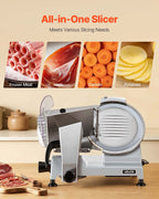 Commercial Meat Slicer, 240W Electric Deli Food Slicer with 250mm Carbon Steel Blade