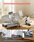 Commercial Meat Slicer, 240W Electric Deli Food Slicer with 250mm Carbon Steel Blade