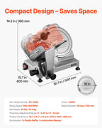 Commercial Meat Slicer, 240W Electric Deli Food Slicer with 250mm Carbon Steel Blade