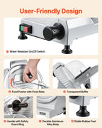 Commercial Meat Slicer, 240W Electric Deli Food Slicer with 250mm Carbon Steel Blade