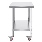 Stainless Steel Work Table 36x24 Inch with 4 Wheels Commercial Food Prep