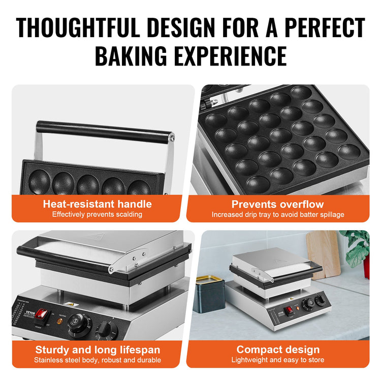 1700W Commercial Mini Pancake Maker with Precision Control - Flavour Fushion Cooking Shop