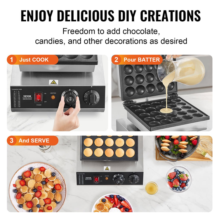 1700W Commercial Mini Pancake Maker with Precision Control - Flavour Fushion Cooking Shop