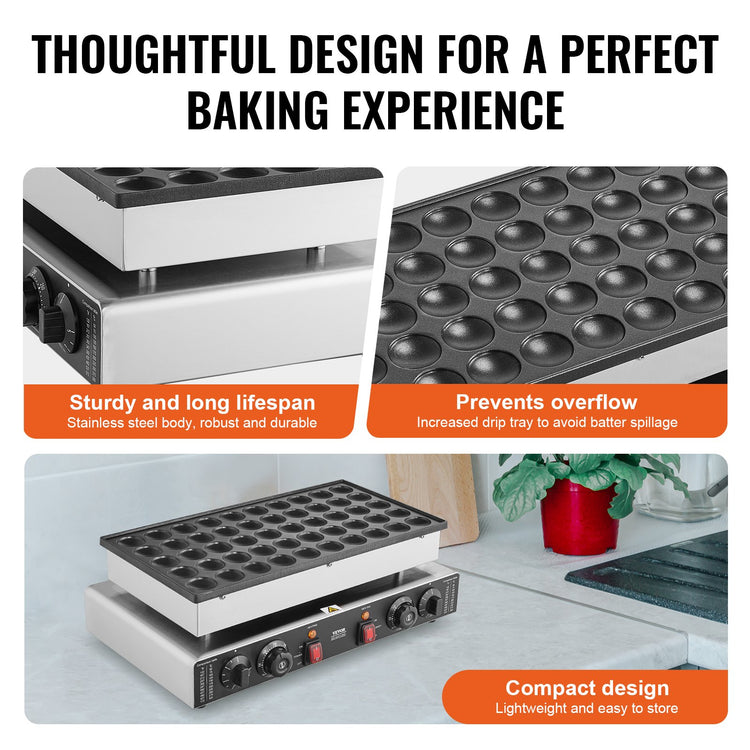 1700W Dual-Control Non-Stick Dutch Pancake Maker for Perfect Waffles - Flavour Fushion Cooking Shop