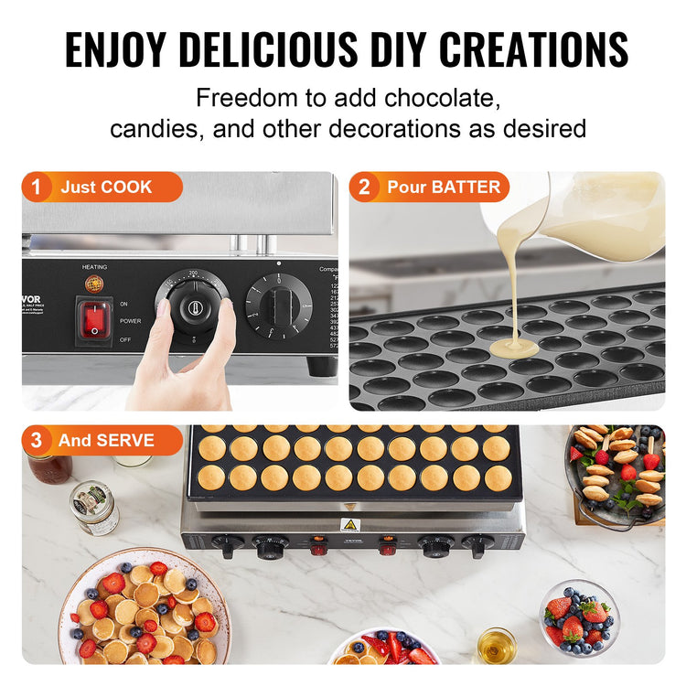 1700W Dual-Control Non-Stick Dutch Pancake Maker for Perfect Waffles - Flavour Fushion Cooking Shop