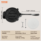 250mm Tortilla and Roti Tortilla Press with 100 Pcs Parchment Paper