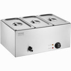 3-Pan Commercial Food Warmer, 16.5L Electric Steam Table, 1200W