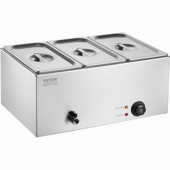 3-Pan Commercial Food Warmer, 16.5L Electric Steam Table, 1200W - Flavour Fushion Cooking Shop