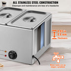3-Pan Commercial Food Warmer, 16.5L Electric Steam Table, 1200W