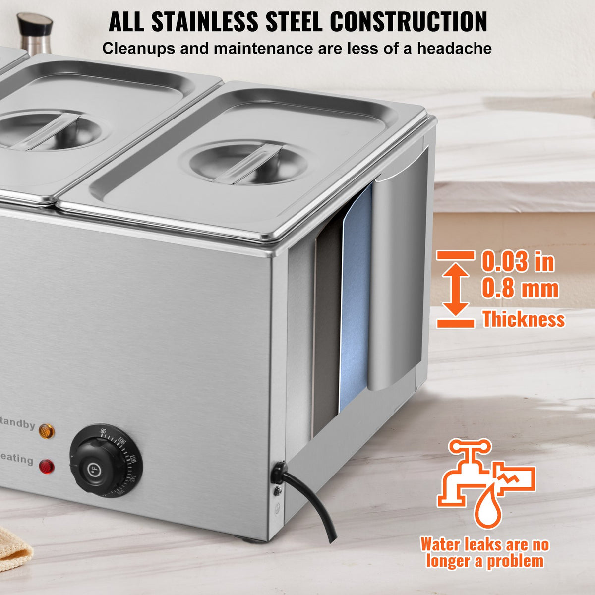3-Pan Commercial Food Warmer, 16.5L Electric Steam Table, 1200W - Flavour Fushion Cooking Shop