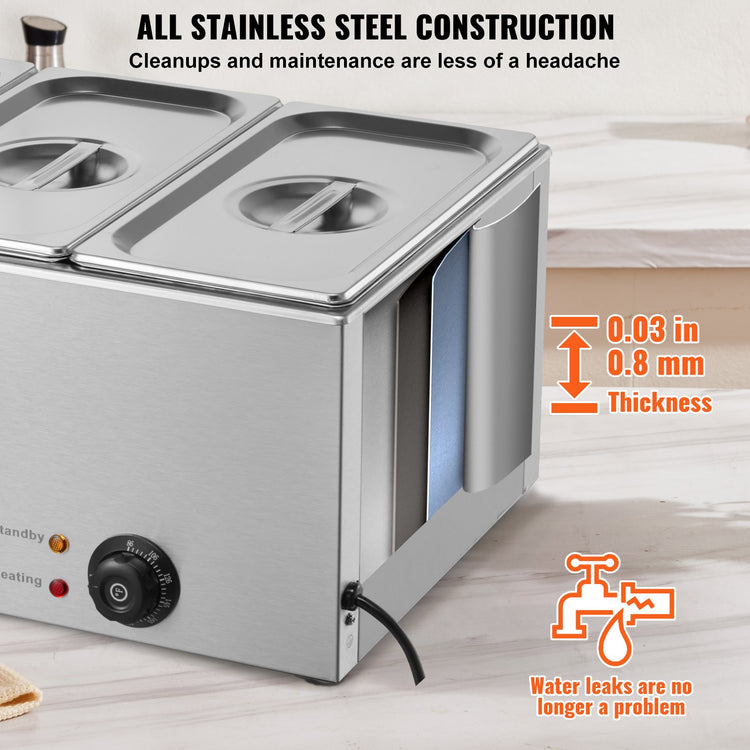 3-Pan Commercial Food Warmer, 16.5L Electric Steam Table, 1200W - Flavour Fushion Cooking Shop