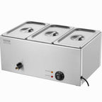 3-Pan Commercial Food Warmer, 16.5L Electric Steam Table, 1200W