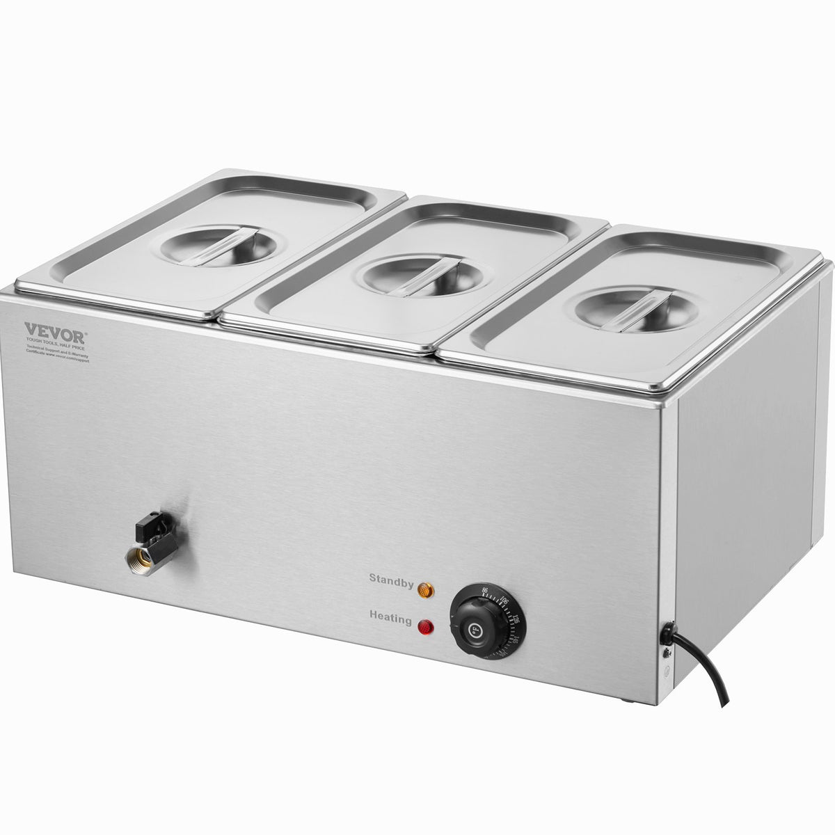 3-Pan Commercial Food Warmer, 16.5L Electric Steam Table, 1200W - Flavour Fushion Cooking Shop