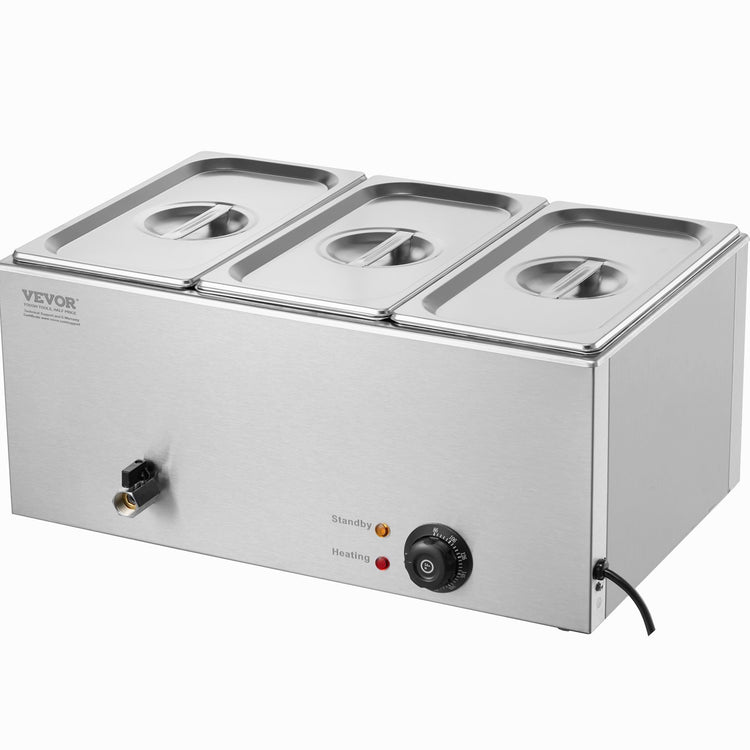 3-Pan Commercial Food Warmer, 16.5L Electric Steam Table, 1200W - Flavour Fushion Cooking Shop