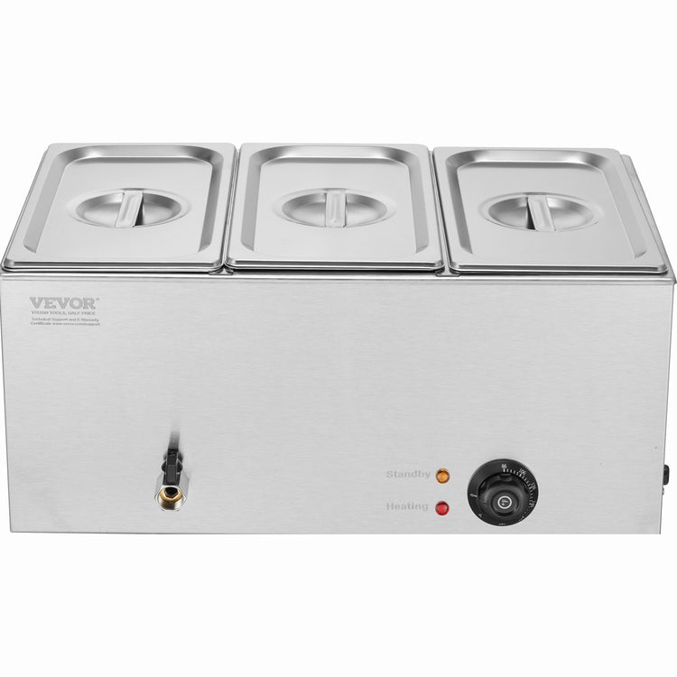 3-Pan Commercial Food Warmer, 16.5L Electric Steam Table, 1200W - Flavour Fushion Cooking Shop