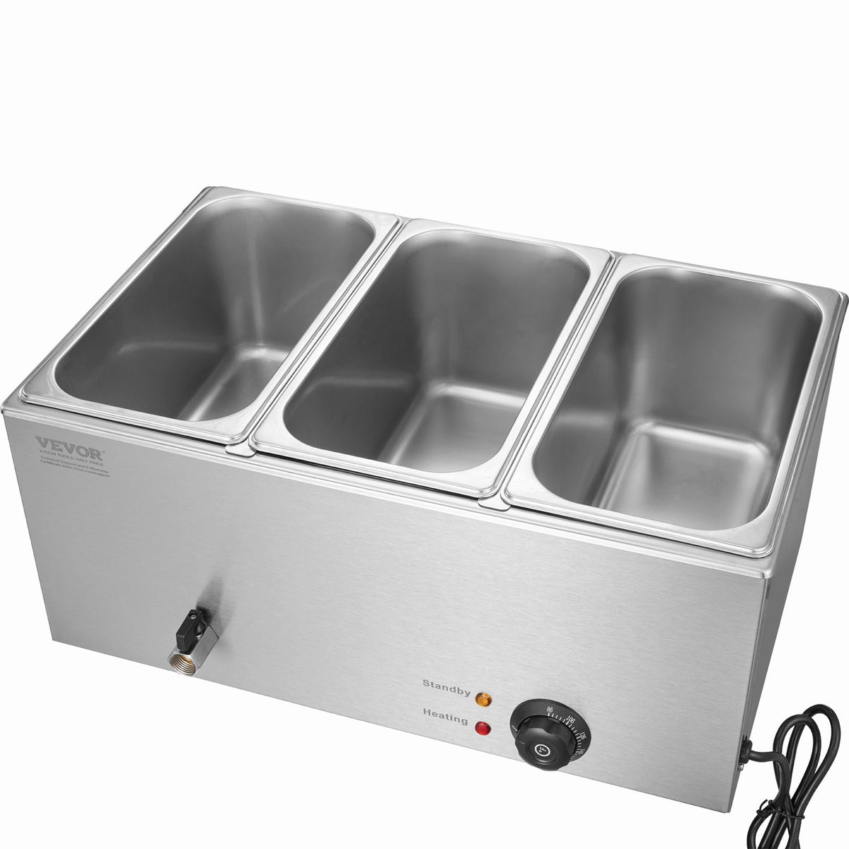 3-Pan Commercial Food Warmer, 16.5L Electric Steam Table, 1200W - Flavour Fushion Cooking Shop