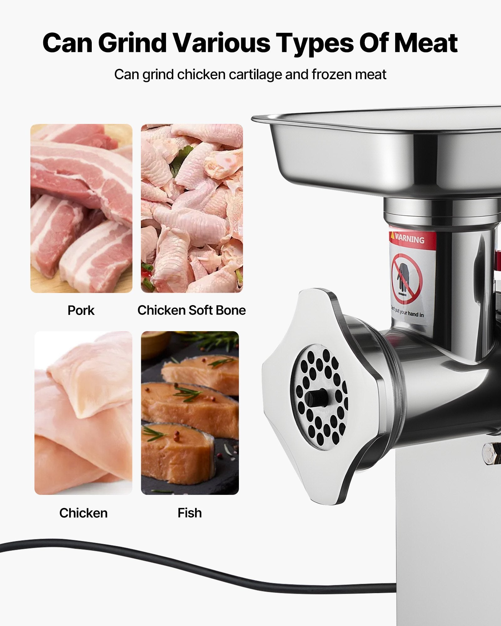 Commercial Electric Meat Grinder 5.5 Lbs/Min Sausage Stuffer Maker Kitchen