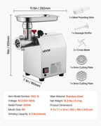 Commercial Electric Meat Grinder 4.5 Lbs/Min Sausage Stuffer Maker Kitchen