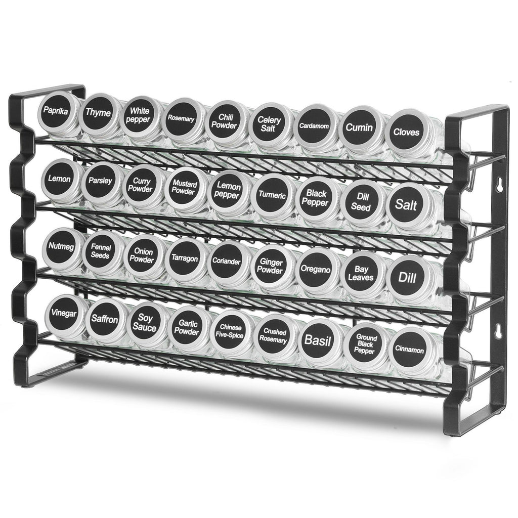 Spice Rack Organizer for Cabinet, Spice Organizer with 36 Empty Spice Jars, Lids, Spice Labels, and Funnel Complete Set, Seasoning Organizer for Countertop, Kitchen, Pantry, Cupboard, 18x11 in