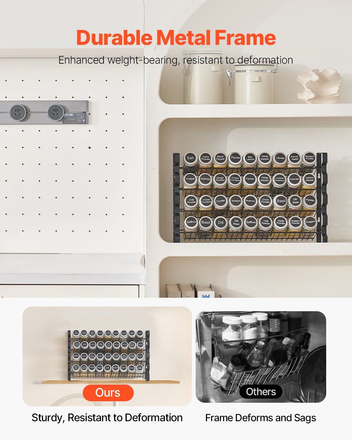Spice Rack Organizer for Cabinet, Spice Organizer with 36 Empty Spice Jars, Lids, Spice Labels, and Funnel Complete Set, Seasoning Organizer for Countertop, Kitchen, Pantry, Cupboard, 18x11 in