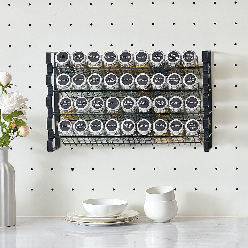 Spice Rack Organizer for Cabinet, Spice Organizer with 36 Empty Spice Jars, Lids, Spice Labels, and Funnel Complete Set, Seasoning Organizer for Countertop, Kitchen, Pantry, Cupboard, 18x11 in