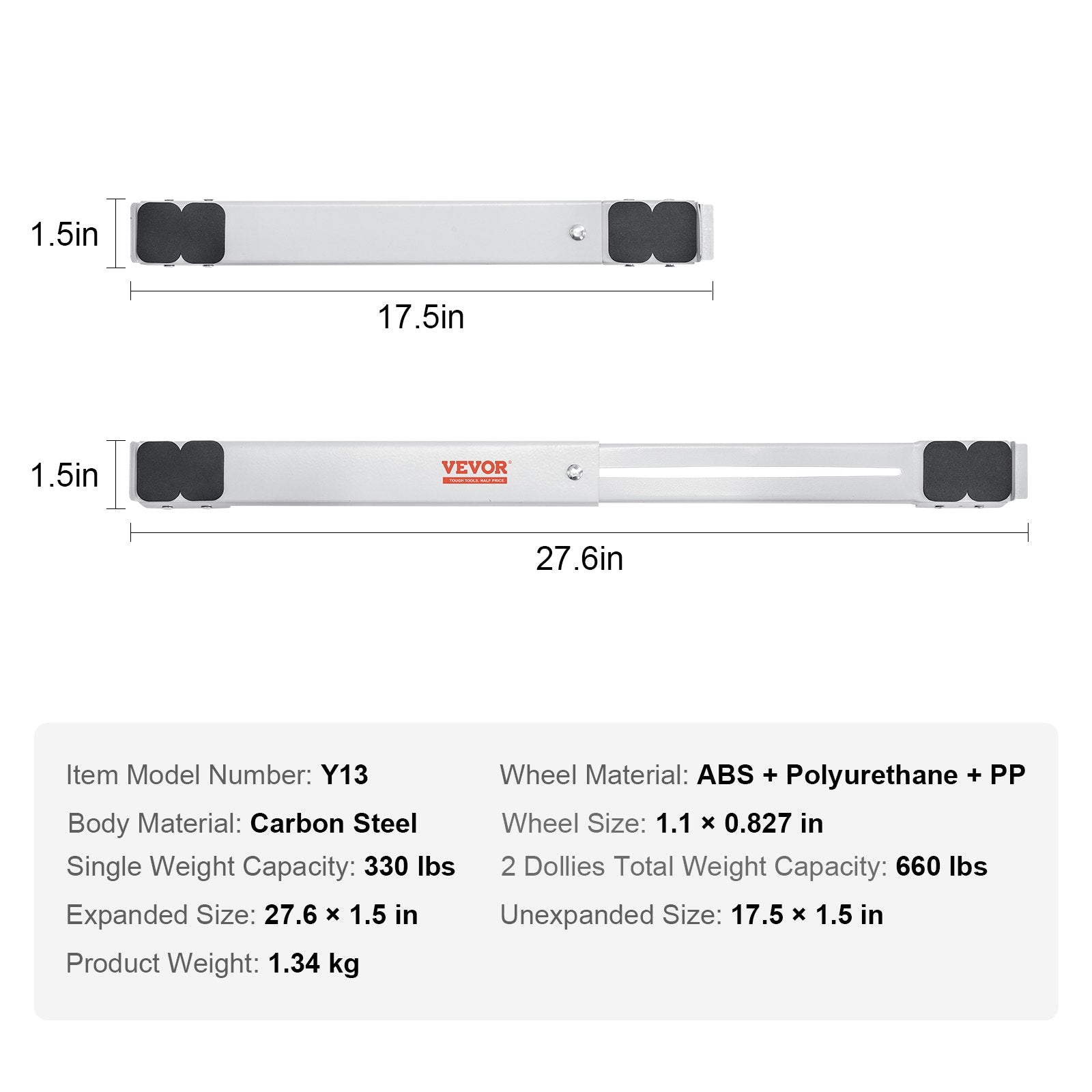 Heavy Duty Furniture Appliances Rollers, 660 lbs Total Load, Extendable Appliance Rollers Mobile Washing Machine Base, Fridge Stand Dolly Movers for Refrigerators, Dryers, Dishwashers, White