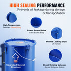 Fryer Grease Bucket, 22.7L Oil Disposal Caddy Carbon Steel Fryer Oil Bucket with Rust-Proof Coating, Oil Transport Container with Lid, Lock Clips