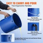 Fryer Grease Bucket, 22.7L Oil Disposal Caddy Carbon Steel Fryer Oil Bucket with Rust-Proof Coating, Oil Transport Container with Lid, Lock Clips