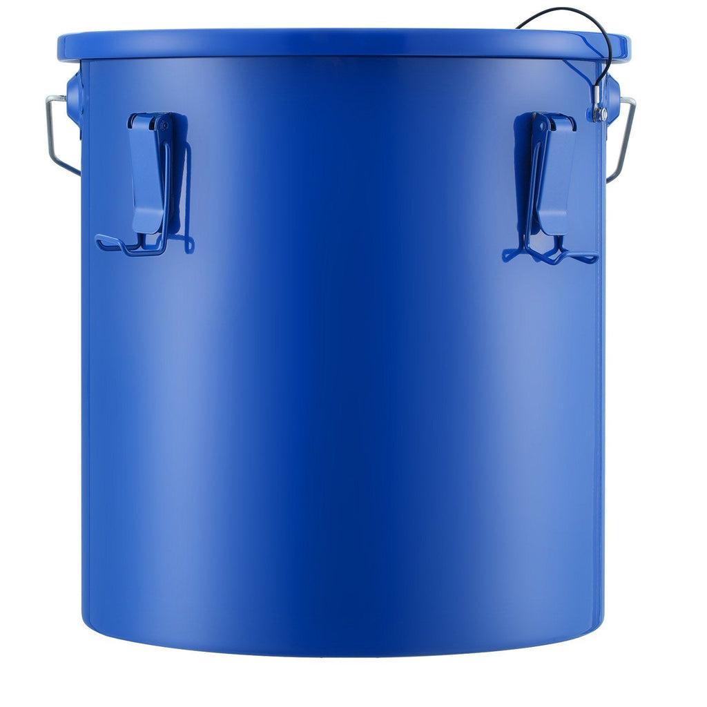 Fryer Grease Bucket, 22.7L Oil Disposal Caddy Carbon Steel Fryer Oil Bucket with Rust-Proof Coating, Oil Transport Container with Lid, Lock Clips, Filter Bag for Hot Cooking Oil Filtering, Blue