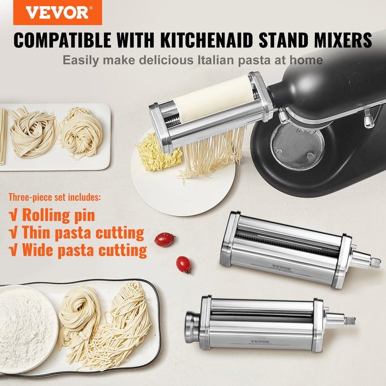 3Pcs Pasta Attachment for KitchenAid Stand Mixer Pasta Roller Cutter Set - Flavour Fushion Cooking Shop