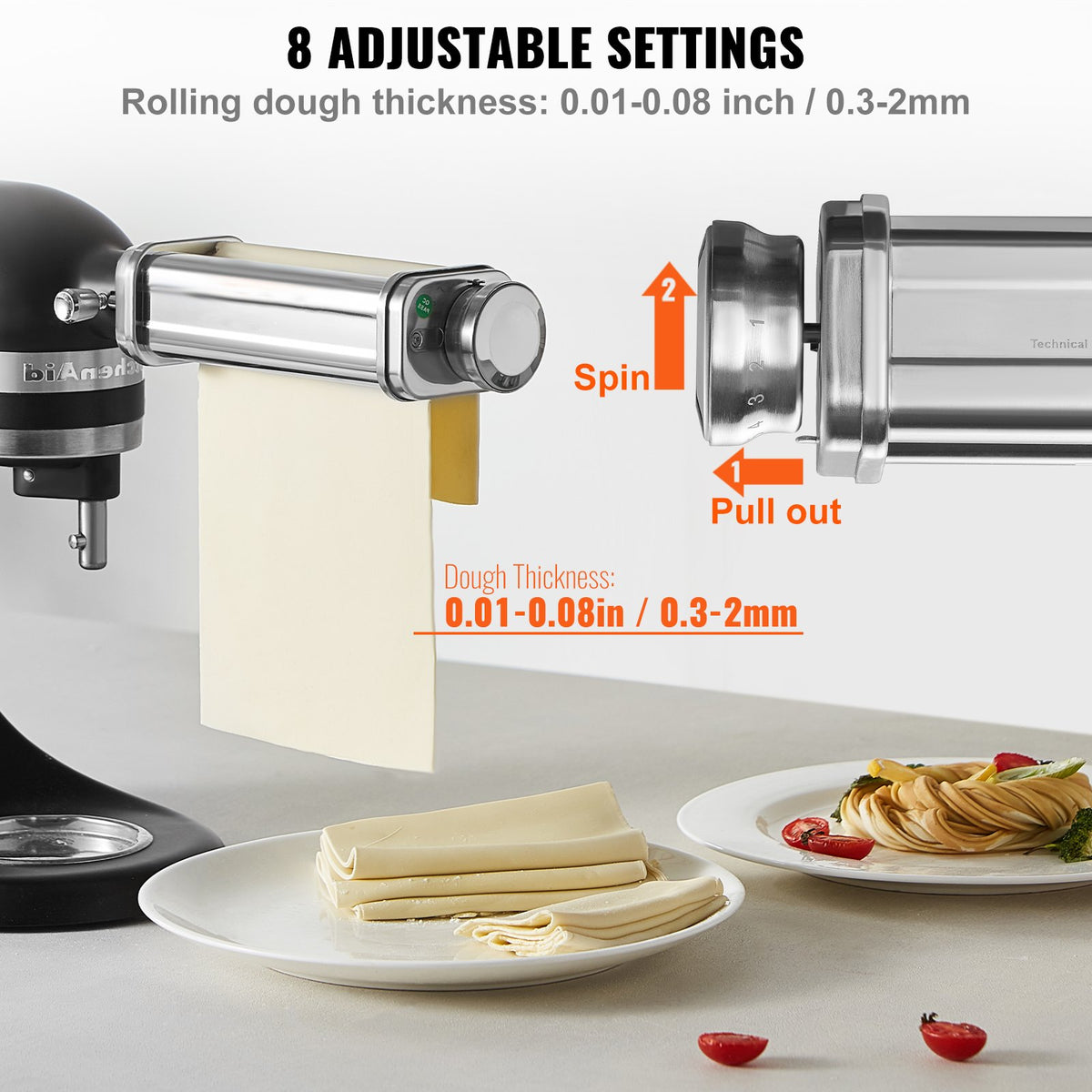 3Pcs Pasta Attachment for KitchenAid Stand Mixer Pasta Roller Cutter Set - Flavour Fushion Cooking Shop