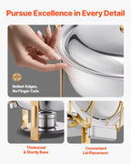 Chafing Dish Buffet Set, 5 Qt 4 Pack, Stainless Steel Chafer with 4 Full Size Pans, Gold