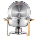 Chafing Dish Buffet Set, 5 Qt 4 Pack, Stainless Steel Chafer with 4 Full Size Pans, Gold