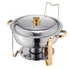 Chafing Dish Buffet Set, 5 Qt 4 Pack, Stainless Steel Chafer with 4 Full Size Pans, Gold