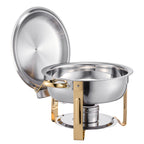 Chafing Dish Buffet Set, 5 Qt 4 Pack, Stainless Steel Chafer with 4 Full Size Pans, Gold