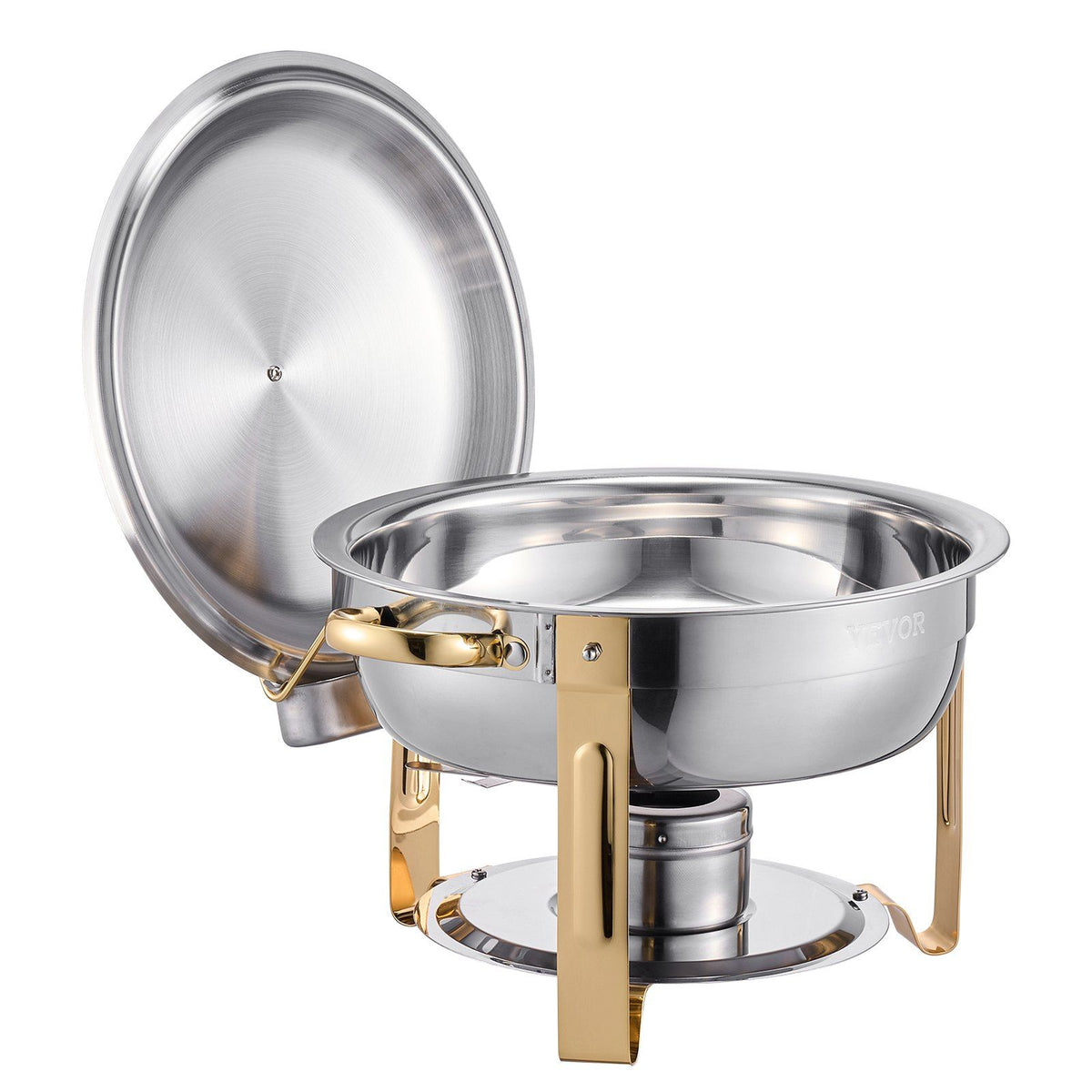 Chafing Dish Buffet Set, 5 Qt 4 Pack, Stainless Steel Chafer with 4 Full Size Pans, Gold - Flavour Fushion Cooking Shop
