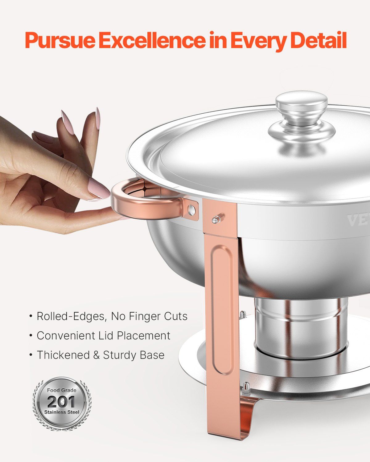 Chafing Dish Buffet Set, 5 Qt 4 Pack, Stainless Steel Chafer with 4 Full Size Pans, Rose Gold - Flavour Fushion Cooking Shop