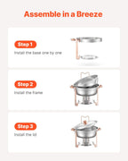 Chafing Dish Buffet Set, 5 Qt 4 Pack, Stainless Steel Chafer with 4 Full Size Pans, Rose Gold